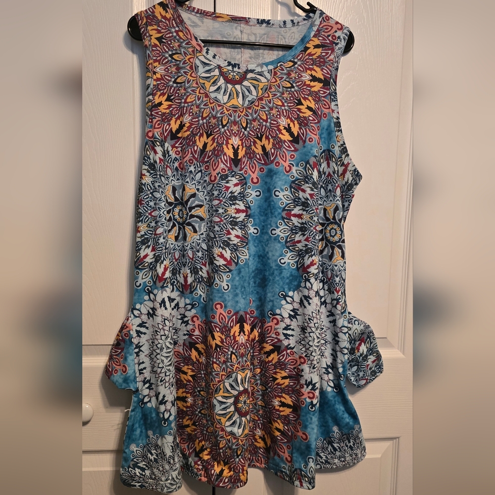 Boho Sleeveless Sundress With Pockets. T-shirt Material, XL